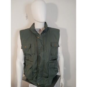 Southern Classics Army Green Flannel Heavy Outdoor Hunting Cargo Filled Vest XL